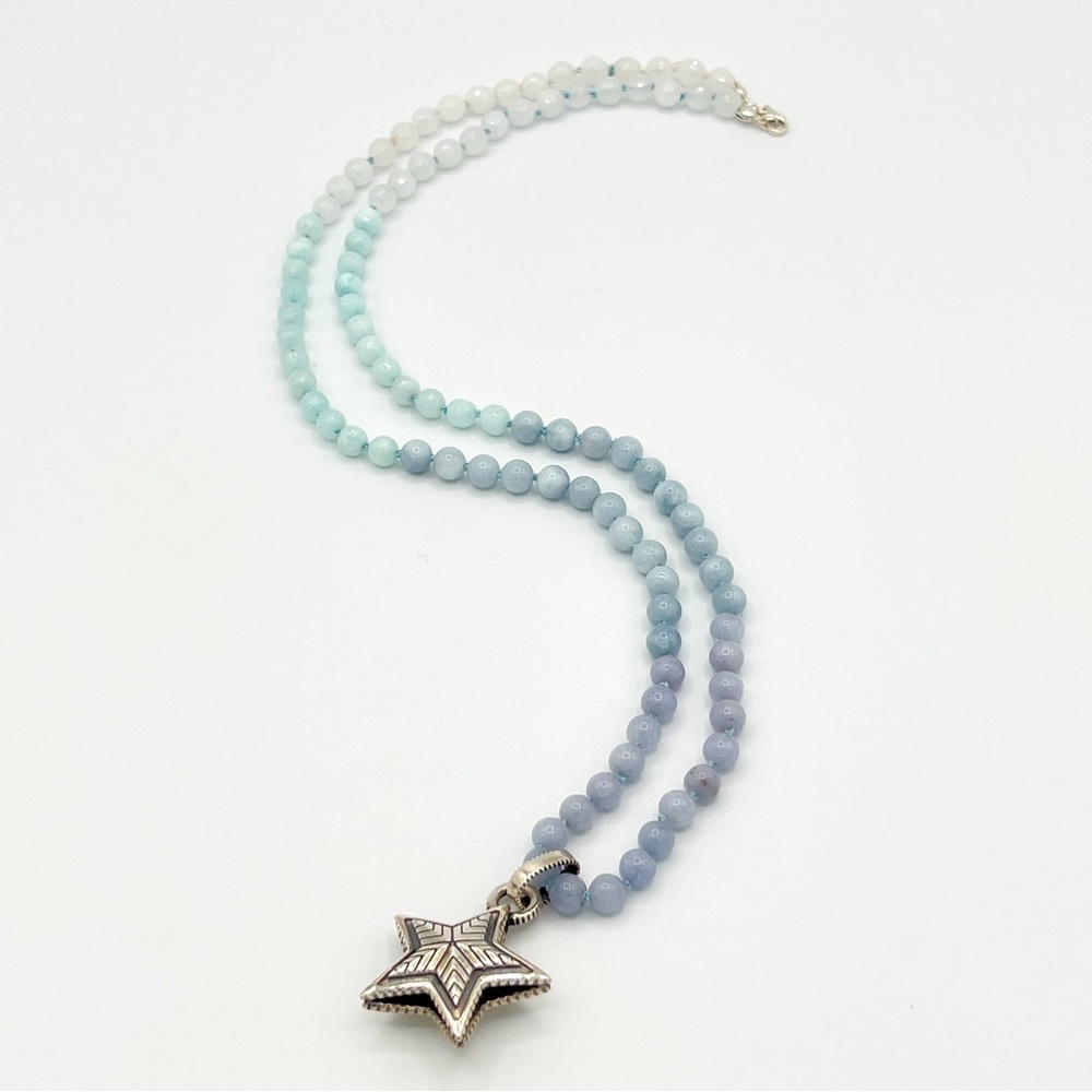 Ombré semi precious stones and 925 heart pendant